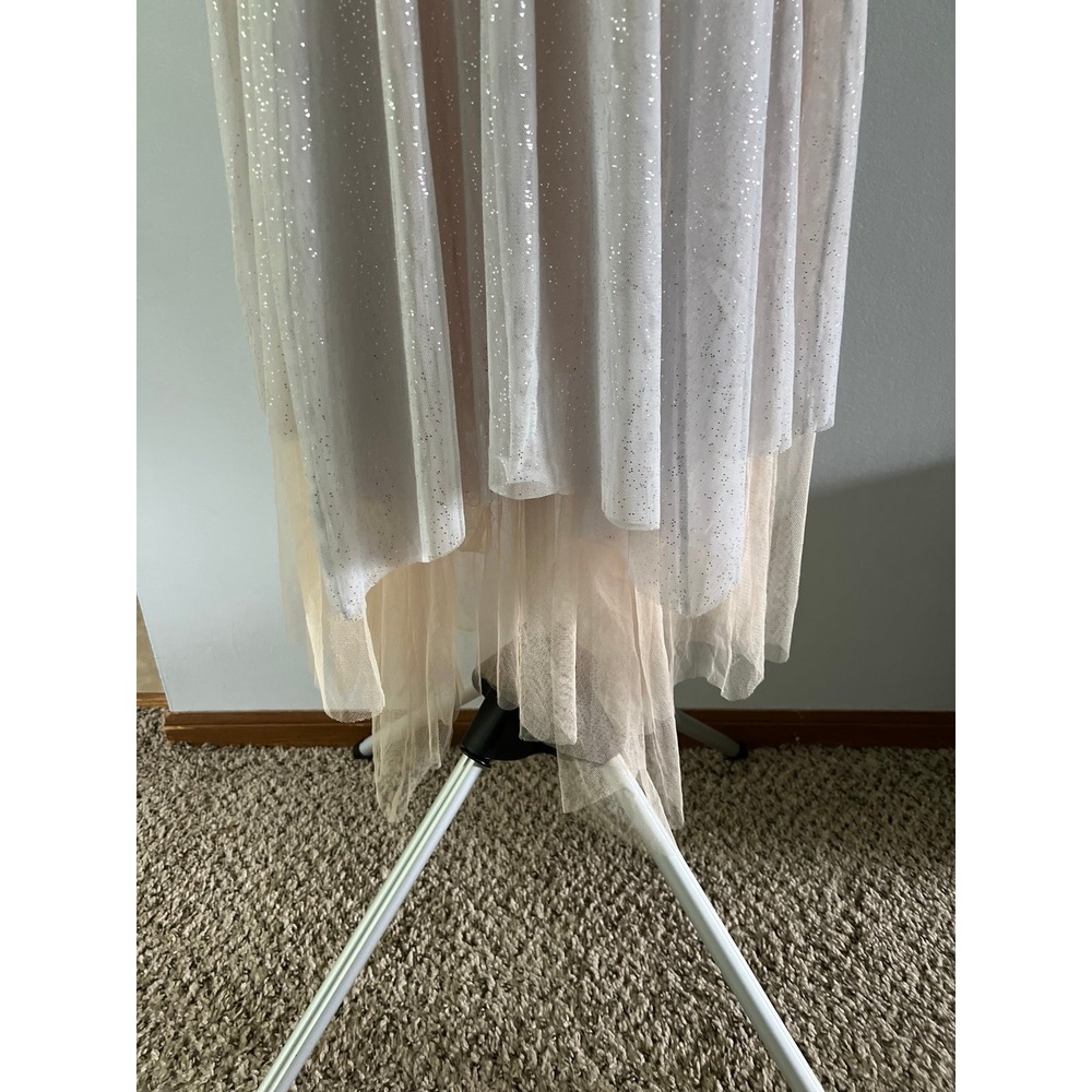 NWT Lauren Conrad Runway Midi Tulle Illusion Dress in Silver and Cream‎ Size 6 - Picture 4 of 12